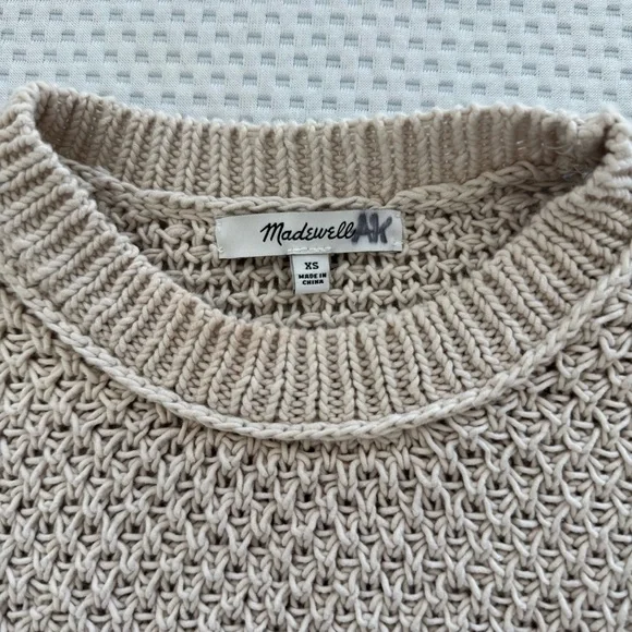 Sold 🤍Madewell French quarter pullover seed stitch sweater in oatmeal beige xs - Picture 4 of 10